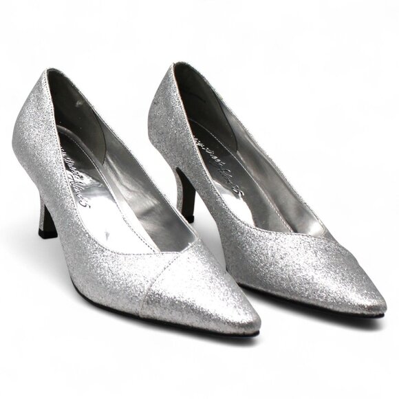 Chiffon Womens Glitter Pointed-Toe Pumps - Picture 1 of 8